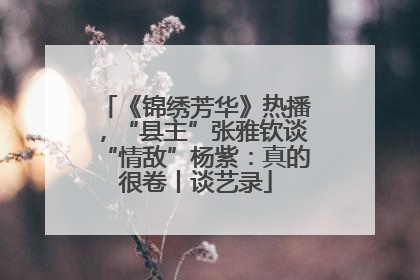 《锦绣芳华》热播，“县主”张雅钦谈“情敌”杨紫：真的很卷丨谈艺录