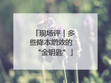 现场评｜多些降本增效的“金钥匙”
