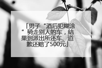 男子“酒后犯糊涂”骑走别人的车，结果到派出所还车、道歉还赔了500元
