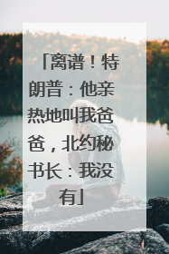 离谱！特朗普：他亲热地叫我爸爸，北约秘书长：我没有