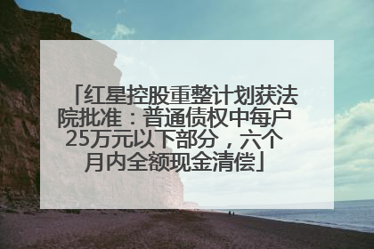 红星控股重整计划获法院批准：普通债权中每户25万元以下部分，六个月内全额现金清偿