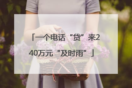 一个电话“贷”来240万元“及时雨”