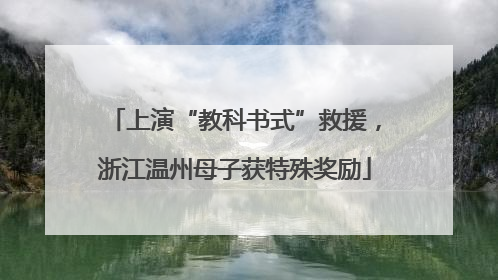 上演“教科书式”救援，浙江温州母子获特殊奖励