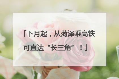 下月起，从菏泽乘高铁可直达“长三角”！