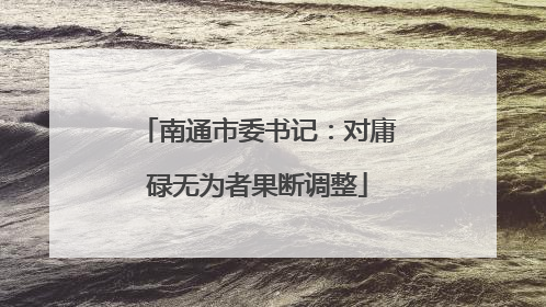 南通市委书记：对庸碌无为者果断调整