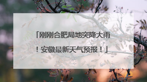 刚刚合肥局地突降大雨！安徽最新天气预报！