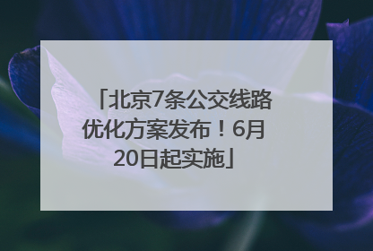 北京7条公交线路优化方案发布！6月20日起实施