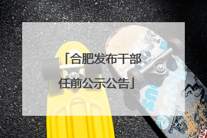 合肥发布干部任前公示公告