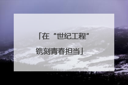 在“世纪工程”镌刻青春担当