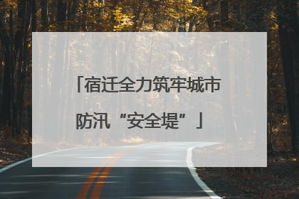宿迁全力筑牢城市防汛“安全堤”