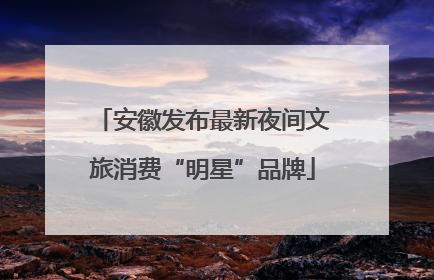 安徽发布最新夜间文旅消费“明星”品牌