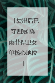 复出后已夺四冠 陈雨菲捍卫女单核心地位