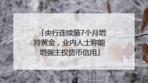 央行连续第7个月增持黄金，业内人士称能增强主权货币信用
