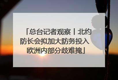 总台记者观察丨北约防长会拟加大防务投入 欧洲内部分歧难掩