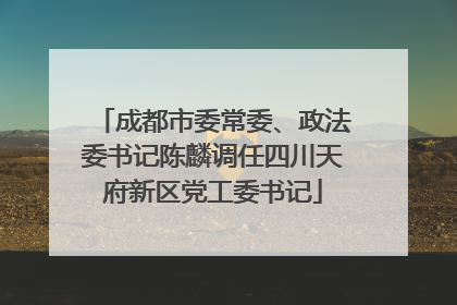 成都市委常委、政法委书记陈麟调任四川天府新区党工委书记