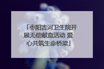 枣阳吉河卫生院开展无偿献血活动 爱心共筑生命桥梁