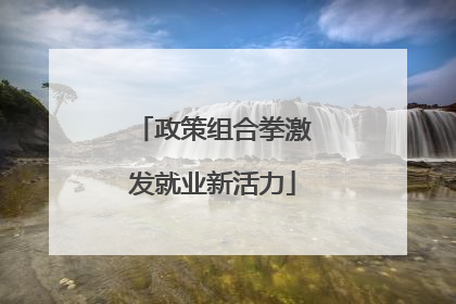 政策组合拳激发就业新活力