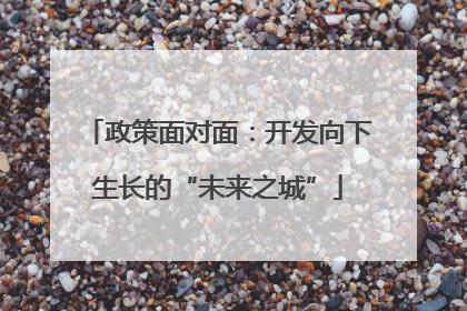 政策面对面：开发向下生长的“未来之城”