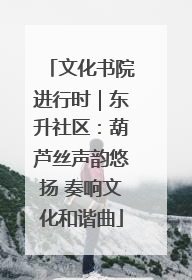 文化书院进行时｜东升社区：葫芦丝声韵悠扬 奏响文化和谐曲
