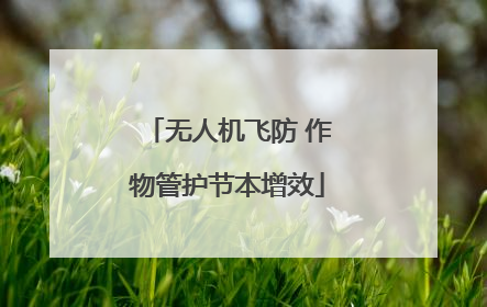 无人机飞防 作物管护节本增效