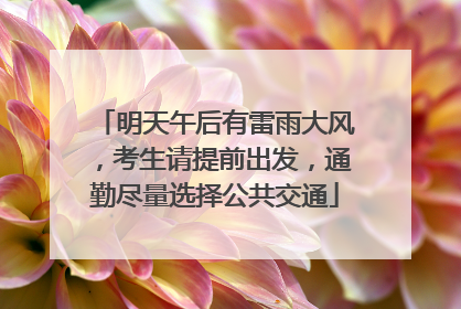 明天午后有雷雨大风，考生请提前出发，通勤尽量选择公共交通