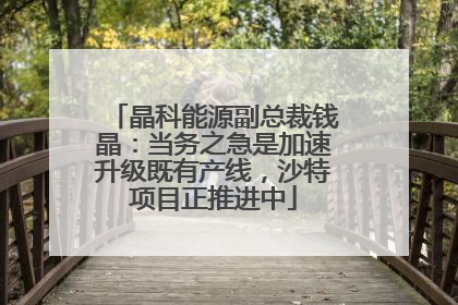晶科能源副总裁钱晶：当务之急是加速升级既有产线，沙特项目正推进中