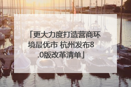 更大力度打造营商环境最优市 杭州发布8.0版改革清单