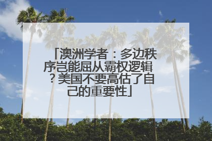 澳洲学者：多边秩序岂能屈从霸权逻辑？美国不要高估了自己的重要性
