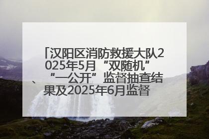 汉阳区消防救援大队2025年5月“双随机”、“一公开”监督抽查结果及2025年6月监督抽查任务公示