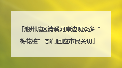 池州城区清溪河岸边现众多“梅花桩” 部门回应市民关切
