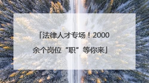法律人才专场！2000余个岗位“职”等你来