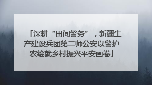 深耕“田间警务”，新疆生产建设兵团第二师公安以警护农绘就乡村振兴平安画卷