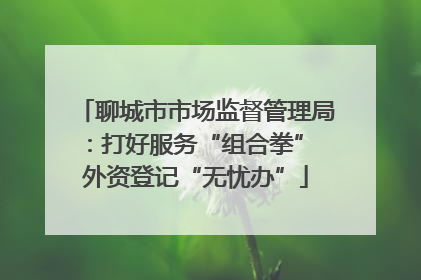 聊城市市场监督管理局：打好服务“组合拳” 外资登记“无忧办”
