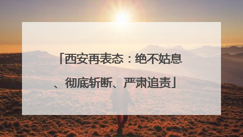 西安再表态：绝不姑息、彻底斩断、严肃追责