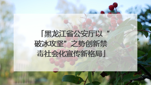 黑龙江省公安厅以“破冰攻坚”之势创新禁毒社会化宣传新格局