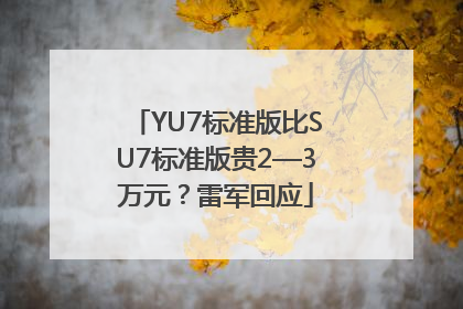 YU7标准版比SU7标准版贵2—3万元？雷军回应